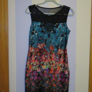 Scuba Dress with Lace Accents